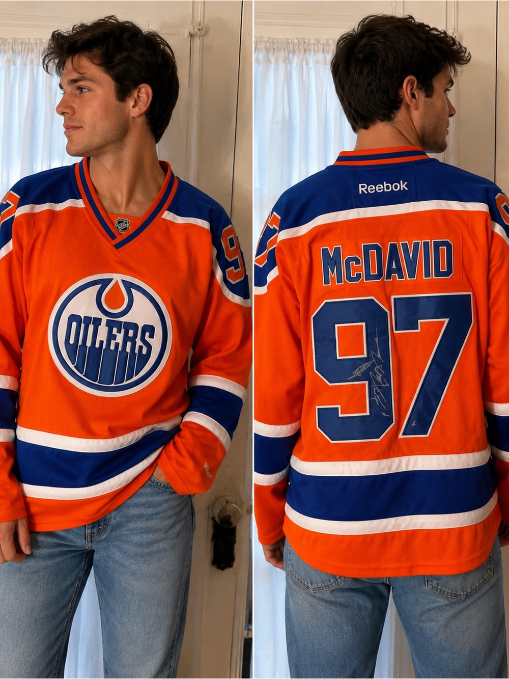 Connor McDavid #97 Edmonton Oilers Reebok NHL Jersey Size 48 Orange Stitched